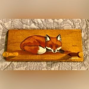 Fox Coat Hanger-Wood-Hand painted. Vintage